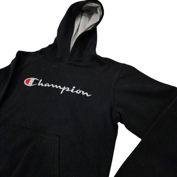 Champion Boys Black Pullover Hoodie Youth Large Script Logo Sweatshirt - Picture 2 of 5